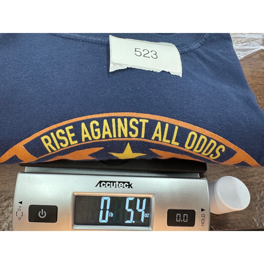 Gildan Graphic T-Shirt Mens Large Blue Rise Against All Odds Cotton - Picture 9 of 9